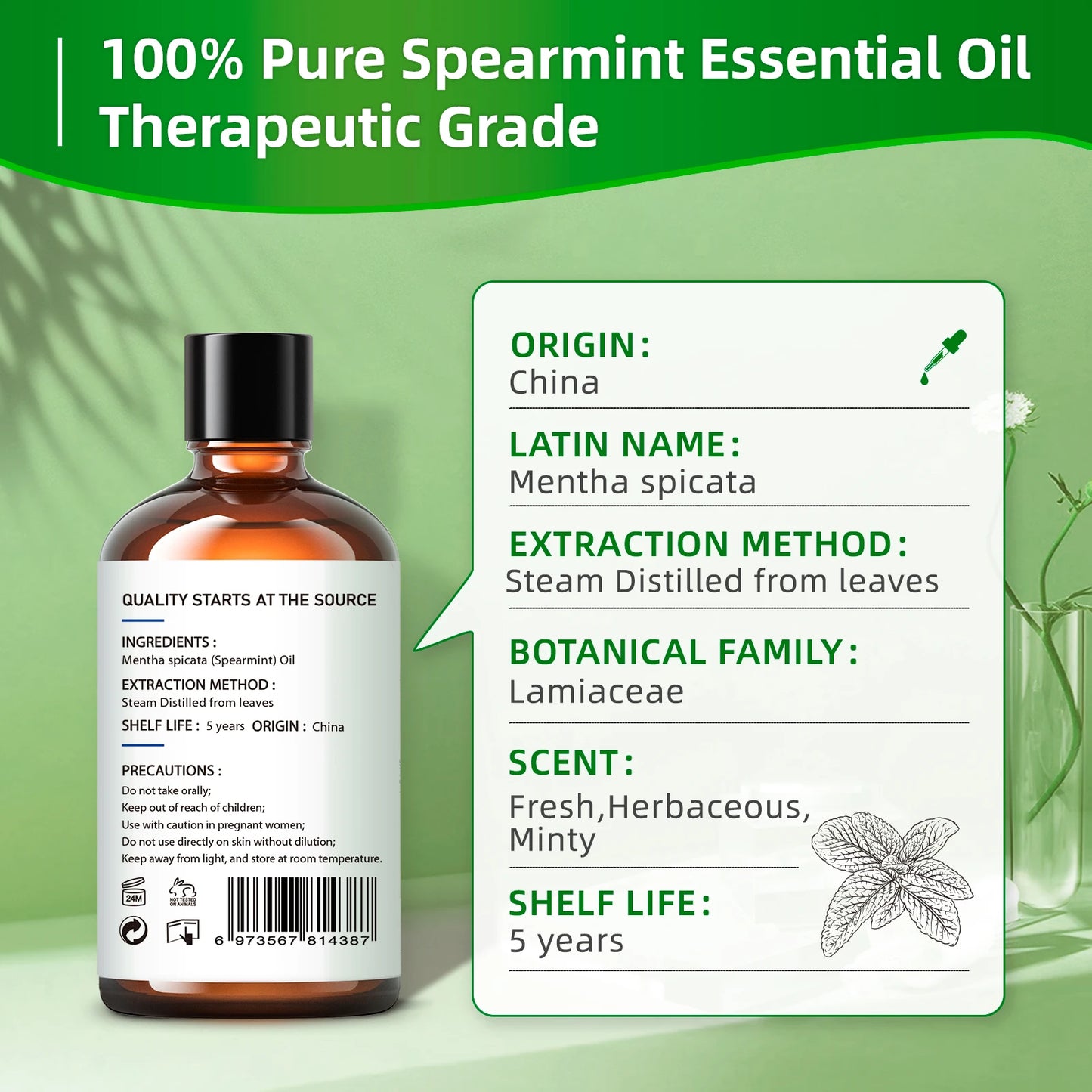 Spearmint Pure Oil for Diffuser