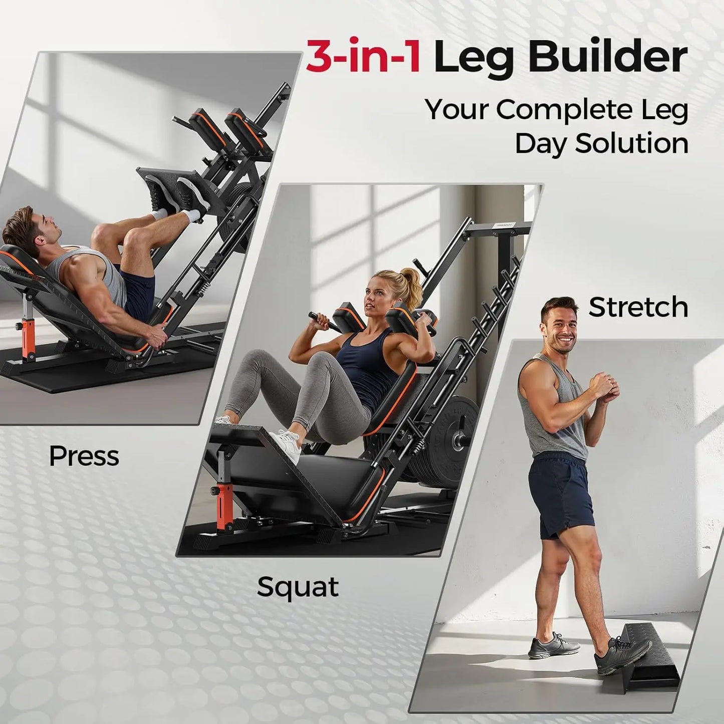 3‑in‑1 Leg Press Squat Machine