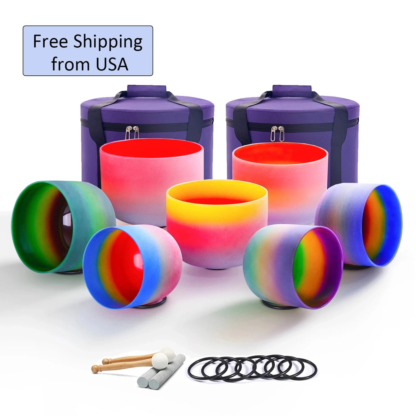 7 pc Crystal Chakra Bowls Set