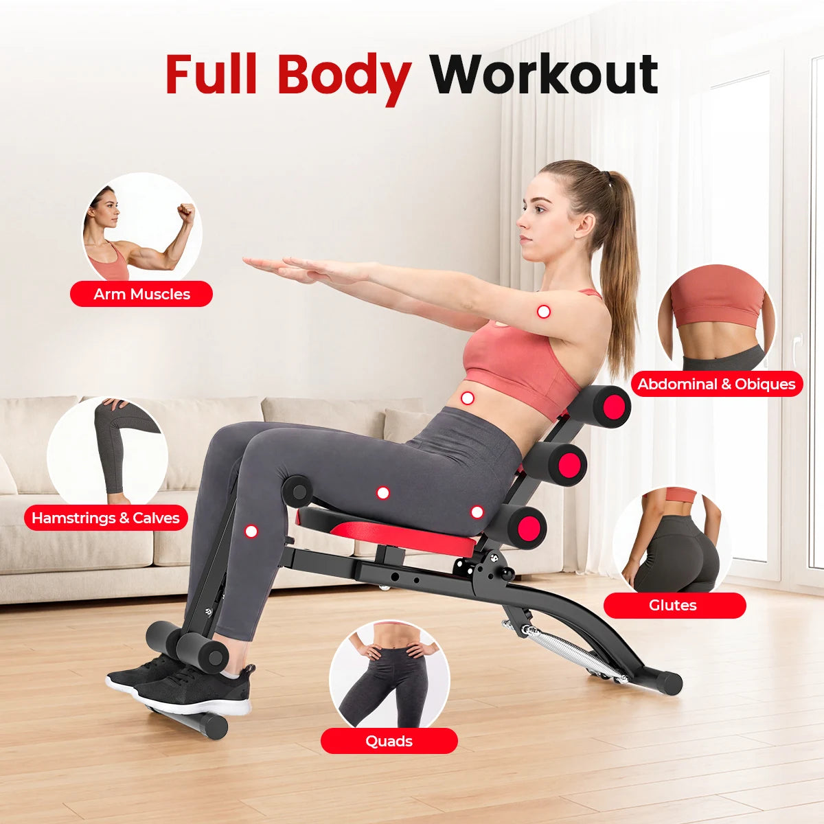 6 In 1 Adjustable Ab Bench