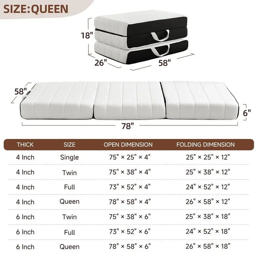 Queen Trifold Memory Mattress